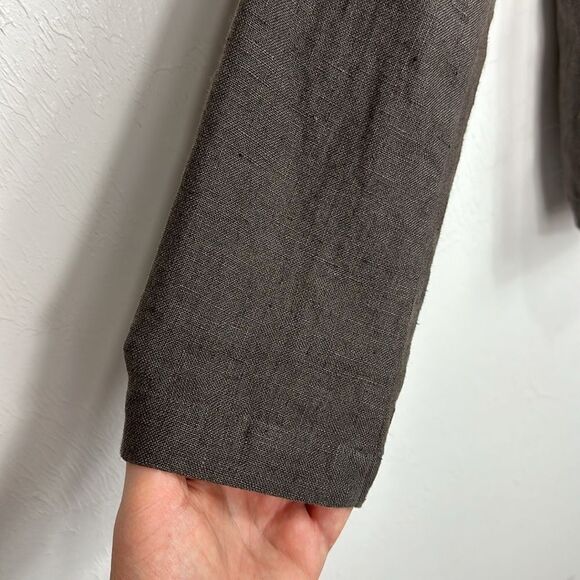 Eileen Fisher Irish Linen Lagenlook Button Closure Blazer In Taupe Size S - Picture 4 of 11